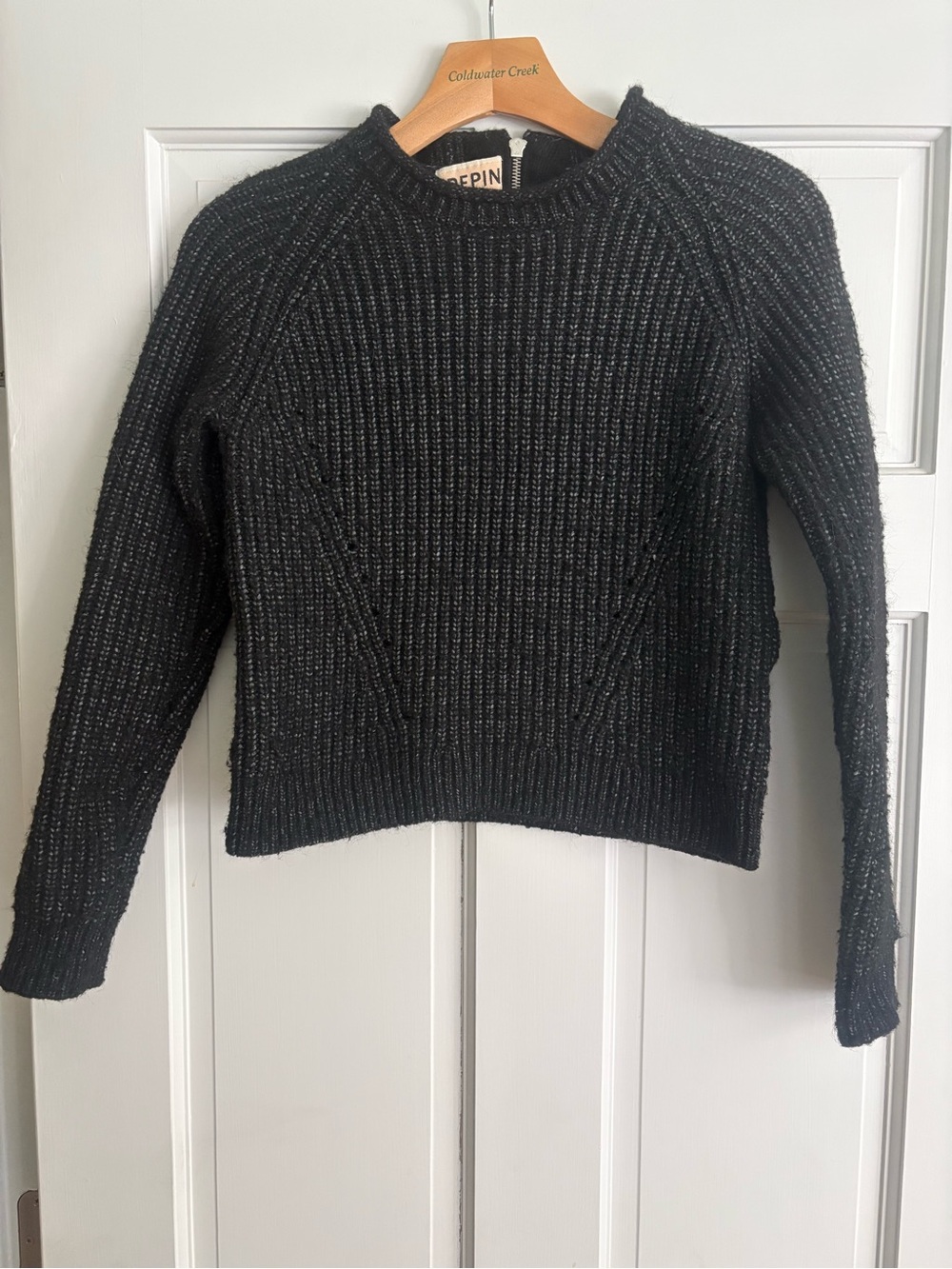Anthropologie Pepin Crew Neck Cable Knit Crop Zip Sweater XS